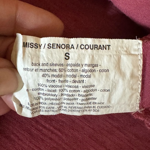 F-74 Gloria Vanderbilt Pink Embroidered Lace Trim Short Sleeve Pullover Blouse - Picture 14 of 16